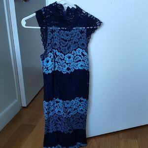 Elegant Blue Lace Dress
